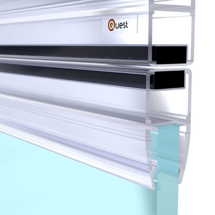 Magnetische Duschdichtung gerade 200 cm transparent, 2 Stück