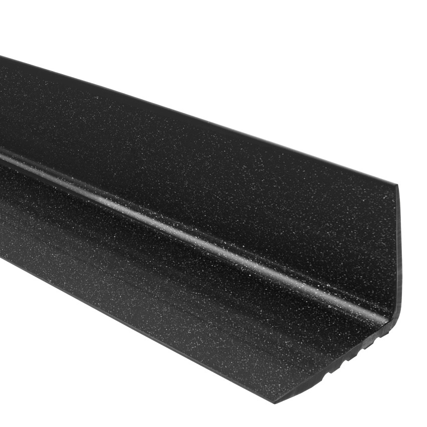 Treppenkantenprofil 50x42 mm, 150 cm, schwarz-silber, Treppenprofil PVC für Treppenstufen, Treppenkantenschutz mit Rillen, Antirutsch, RGP