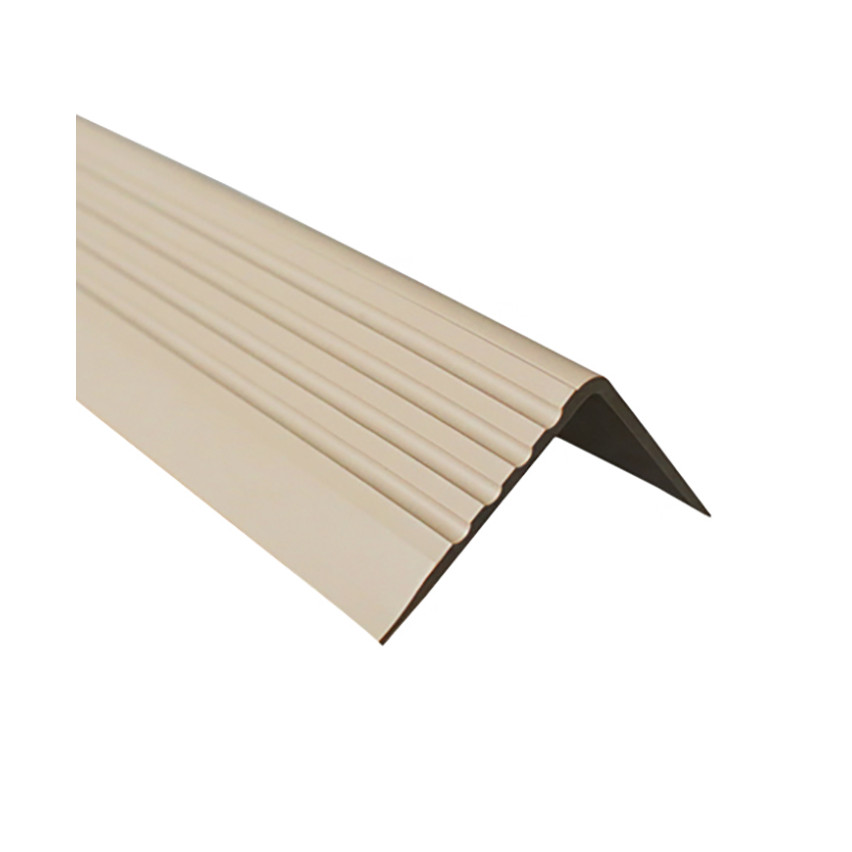 Treppenkantenprofil 50x42 mm, 150 cm, beige, Treppenprofil PVC für Treppenstufen, Treppenkantenschutz mit Rillen, Antirutsch, RGP