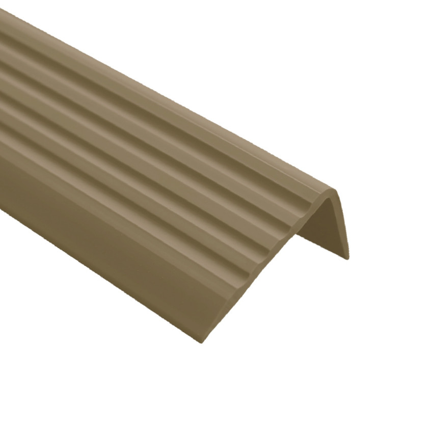 Treppenkantenprofil 50x42 mm, 150 cm, messing, Treppenprofil PVC für Treppenstufen, Treppenkantenschutz mit Rillen, Antirutsch, RGP