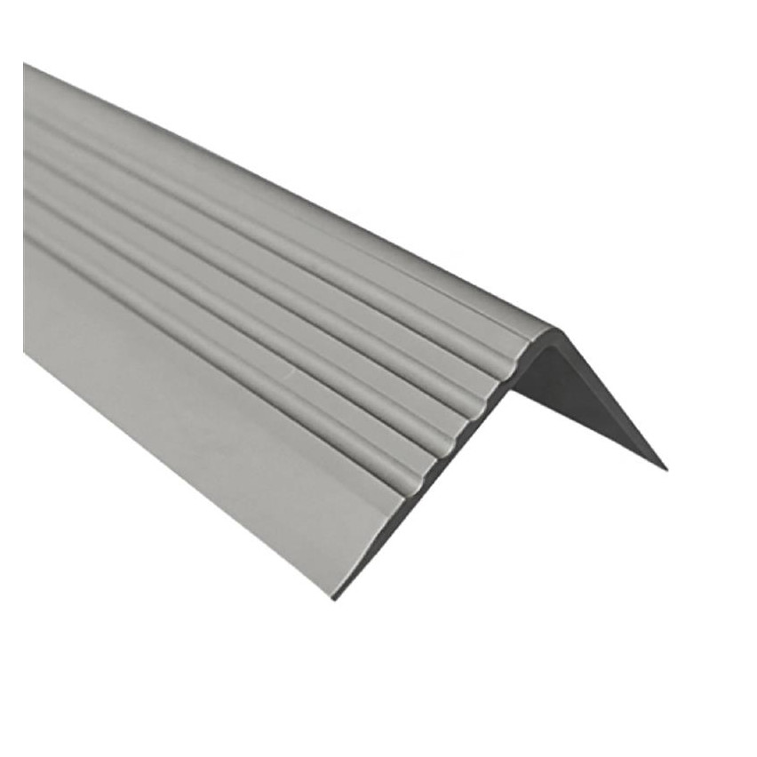 Treppenkantenprofil 50x42 mm, Treppenprofil PVC für Treppenstufen, Treppenkantenschutz mit Rillen, Antirutsch, RGP, grau, 150 cm