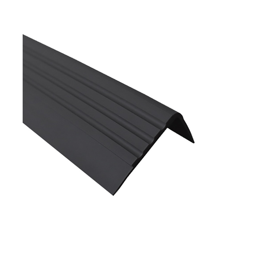 Treppenkantenprofil 30x27 mm, 150 cm, schwarz, Treppenprofil PVC für Treppenstufen, Treppenkantenschutz mit Rillen, Antirutsch, RM