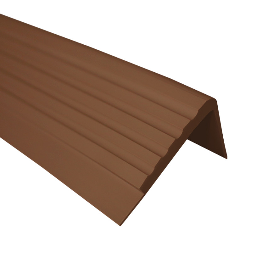 Treppenkantenprofil 50x45 mm, 150 cm, bronze, Treppenprofil PVC für Treppenstufen, Treppenkantenschutz mit Rillen, Antirutsch, RO