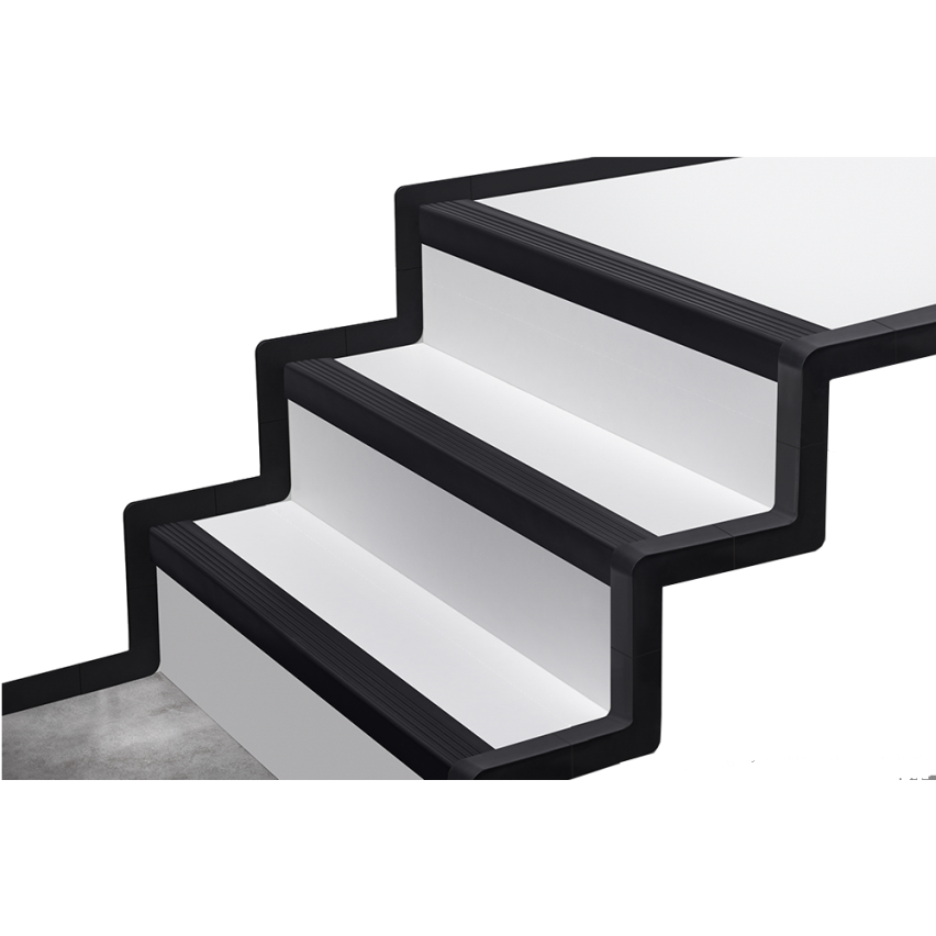 5-tlg. Abschluss Set für Treppen - PVC Treppenkantenprofil + seitliche Abdeckungen , 52x40mm, schwarz