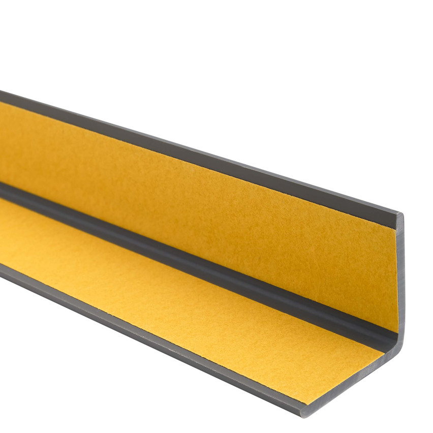 Winkelprofil Selbstklebend dunkelgrau, PVC Kantenschutzprofil, Winkelleiste für Kanten und Ecken, Flexibel, L-Form, KM