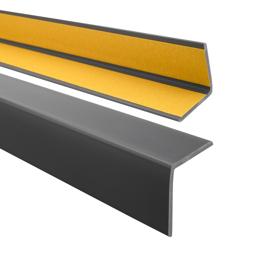 Winkelprofil Selbstklebend dunkelgrau, PVC Kantenschutzprofil, Winkelleiste für Kanten und Ecken, Flexibel, L-Form, KM