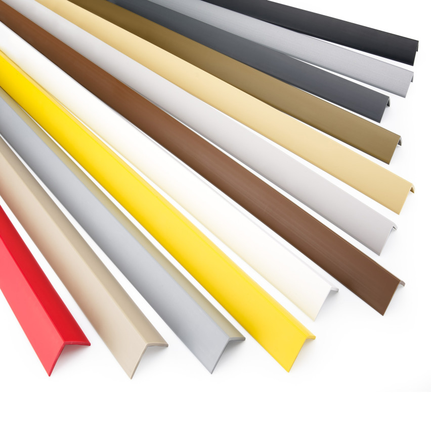 Winkelprofil Selbstklebend dunkelgrau, PVC Kantenschutzprofil, Winkelleiste für Kanten und Ecken, Flexibel, L-Form, KM
