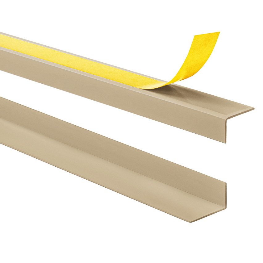 Winkelprofil Selbstklebend  , Hart-PVC Kantenschutzprofil, Winkelleiste für Innenecken, L-Form, KTZ, beige