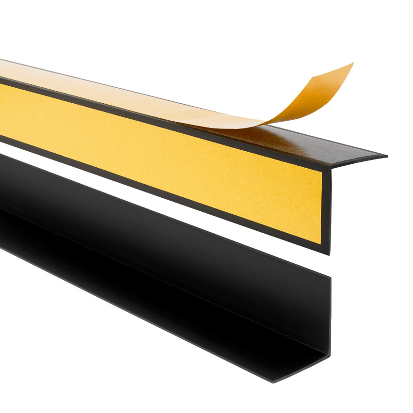 Winkelprofil Selbstklebend  , Hart-PVC Kantenschutzprofil, Winkelleiste für Innenecken, L-Form, KTZ, schwarz