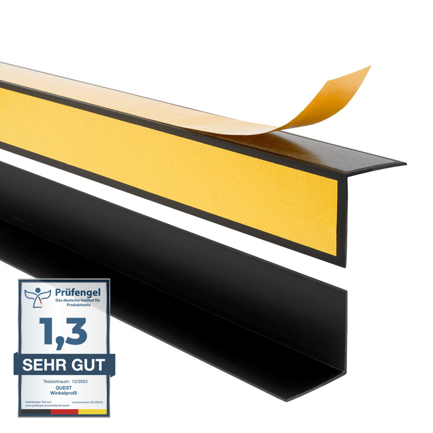 Winkelprofil Selbstklebend  , Hart-PVC Kantenschutzprofil, Winkelleiste für Innenecken, L-Form, KTZ, schwarz