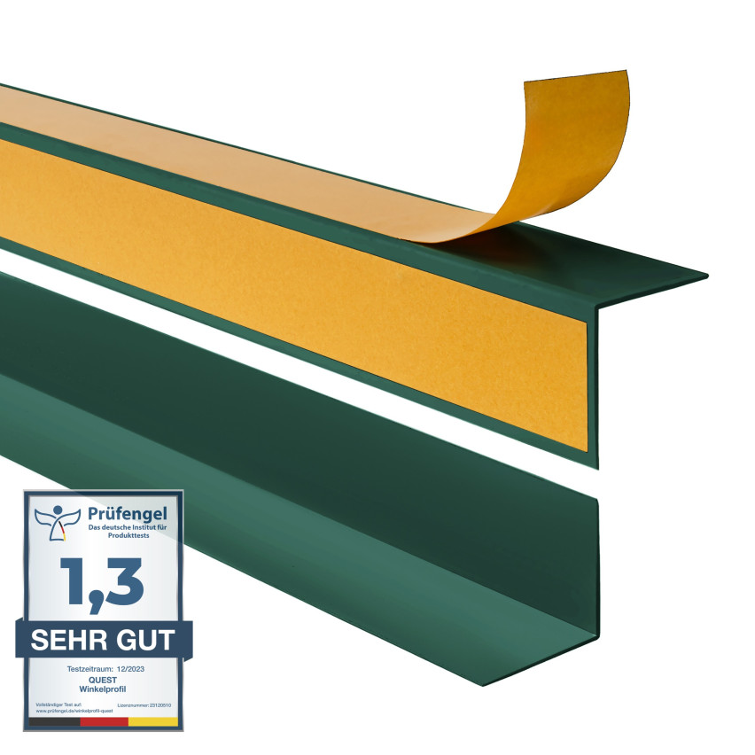 Winkelprofil Selbstklebend  , Hart-PVC Kantenschutzprofil, Winkelleiste für Innenecken, L-Form, KTZ, grün