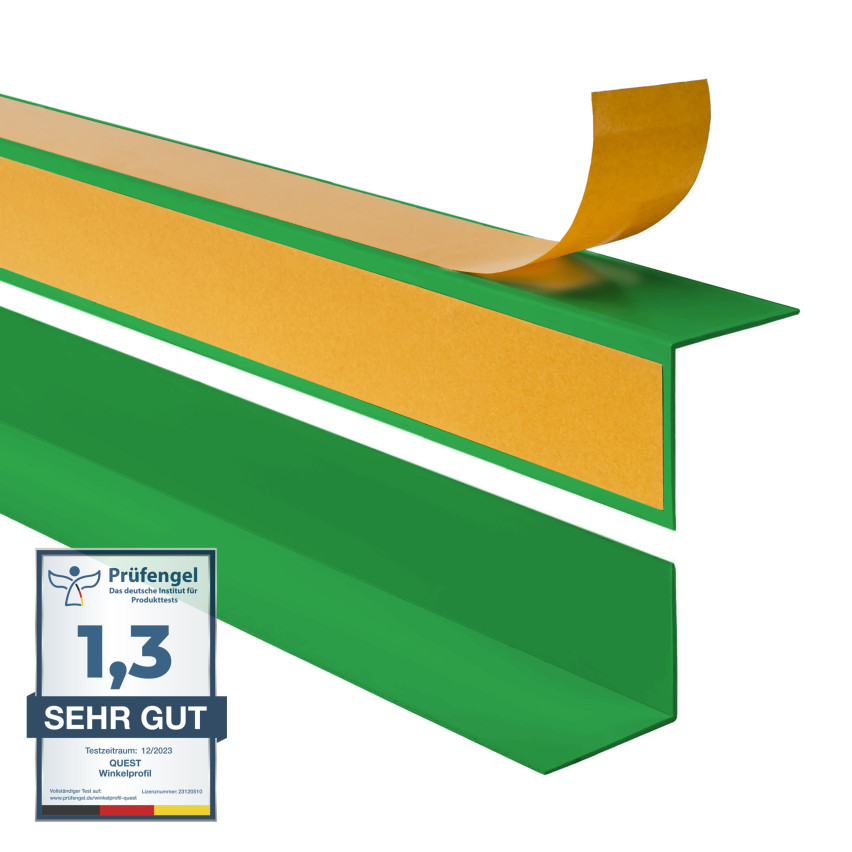 Winkelprofil Selbstklebend grasbewachsen , Hart-PVC Kantenschutzprofil, Winkelleiste für Innenecken, L-Form, KTZ