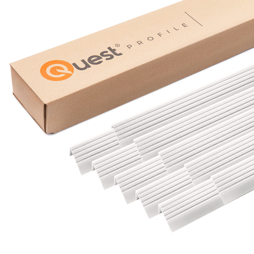 Set: Rutschfeste Treppenprofile mit Kleber, weiß, 50x42 mm, 100 cm
