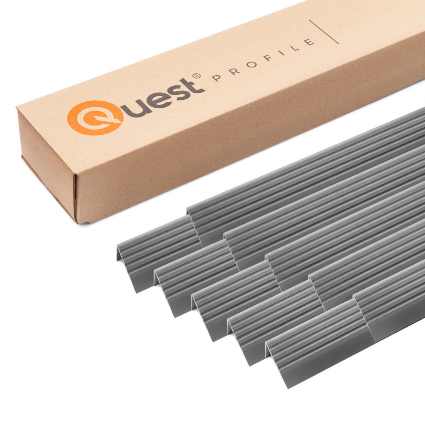 Set: Rutschfeste Treppenprofile mit Kleber, dunkelgrau, 50x42 mm, 100 cm