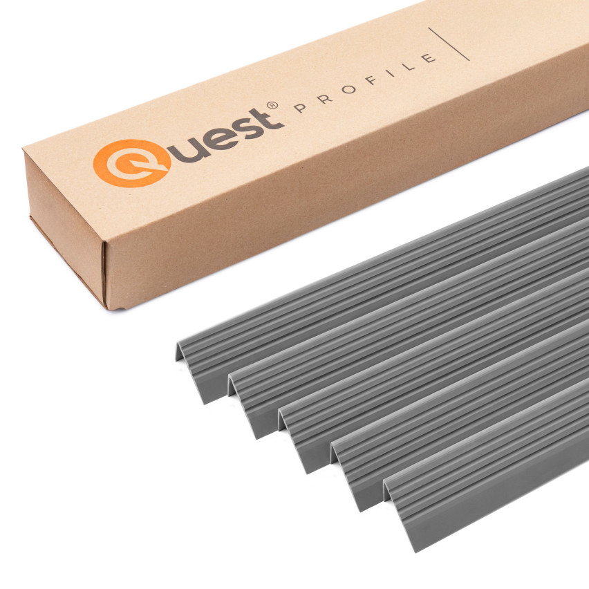 Set: Rutschfeste Treppenprofile mit Kleber, dunkelgrau, 50x42 mm, 100 cm