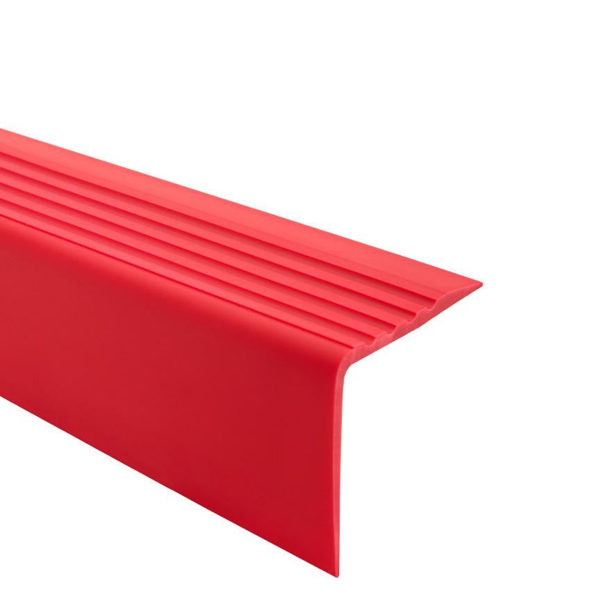 Treppenkantenprofil Selbstklebend 50x42 mm, Treppenprofil PVC für Treppenstufen, Treppenkantenschutz mit Rillen, Antirutsch, RGP, rot