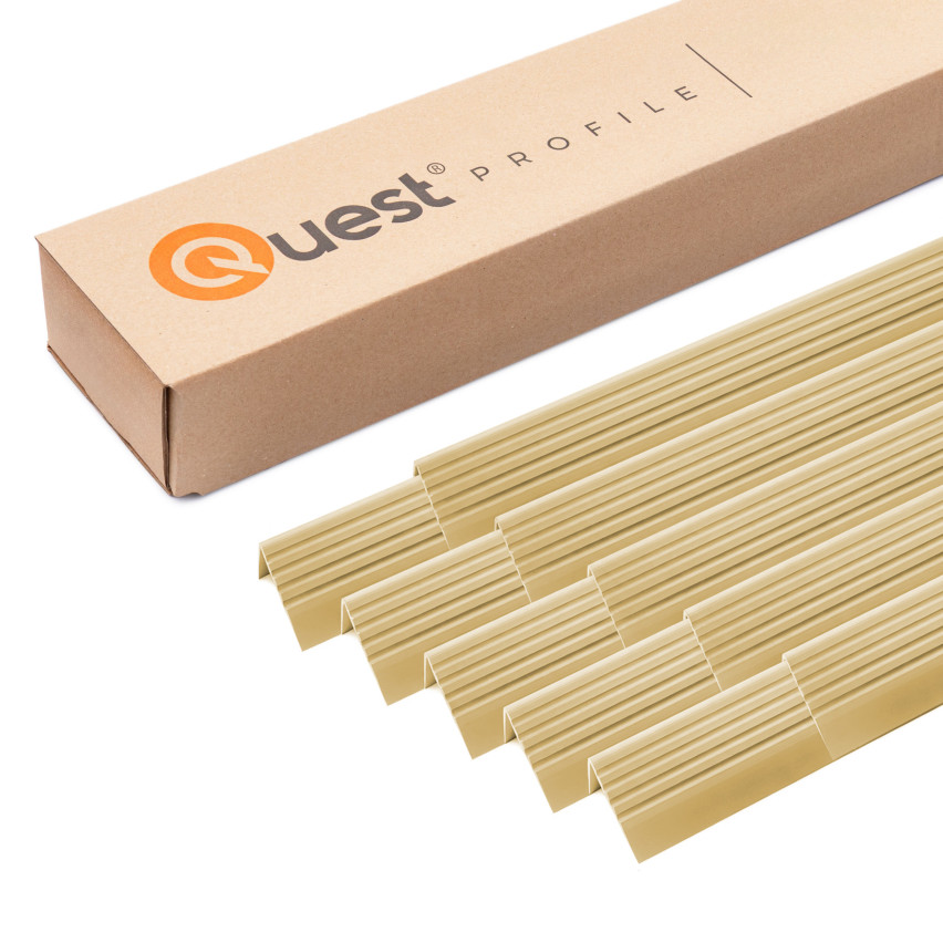 Set: Rutschfeste Treppenprofile mit Kleber, creme, 50x42 mm, 100 cm
