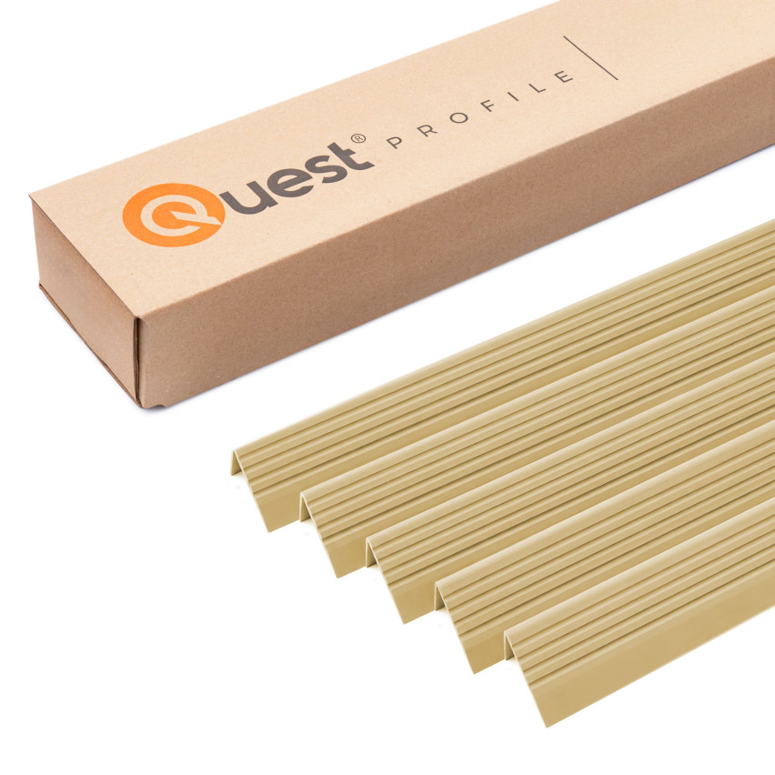 Set: Rutschfeste Treppenprofile mit Kleber, creme, 50x42 mm, 100 cm