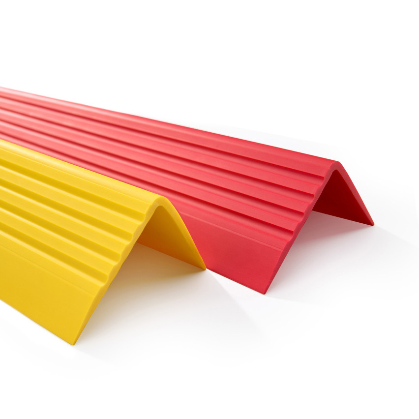 Treppenkantenprofil Selbstklebend 50x42 mm, Treppenprofil PVC für Treppenstufen, Treppenkantenschutz mit Rillen, Antirutsch, RGP, rot