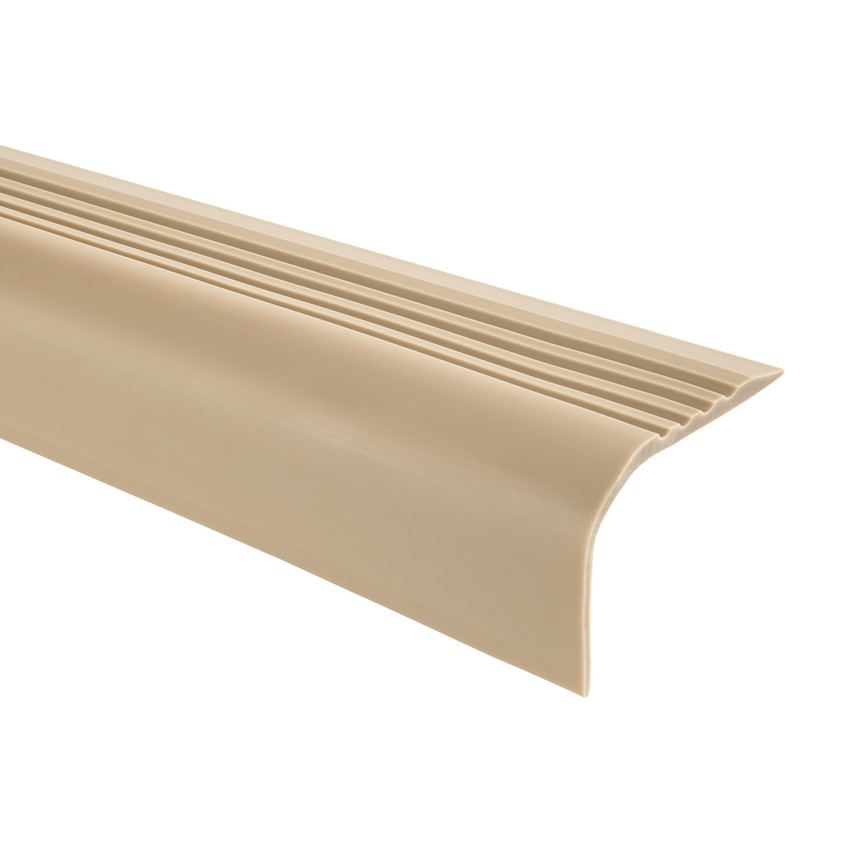 Treppenkantenprofil 52x40 mm, 150 cm, beige, Treppenprofil PVC für Treppenstufen, Treppenkantenschutz mit Rillen, Antirutsch, RGPT
