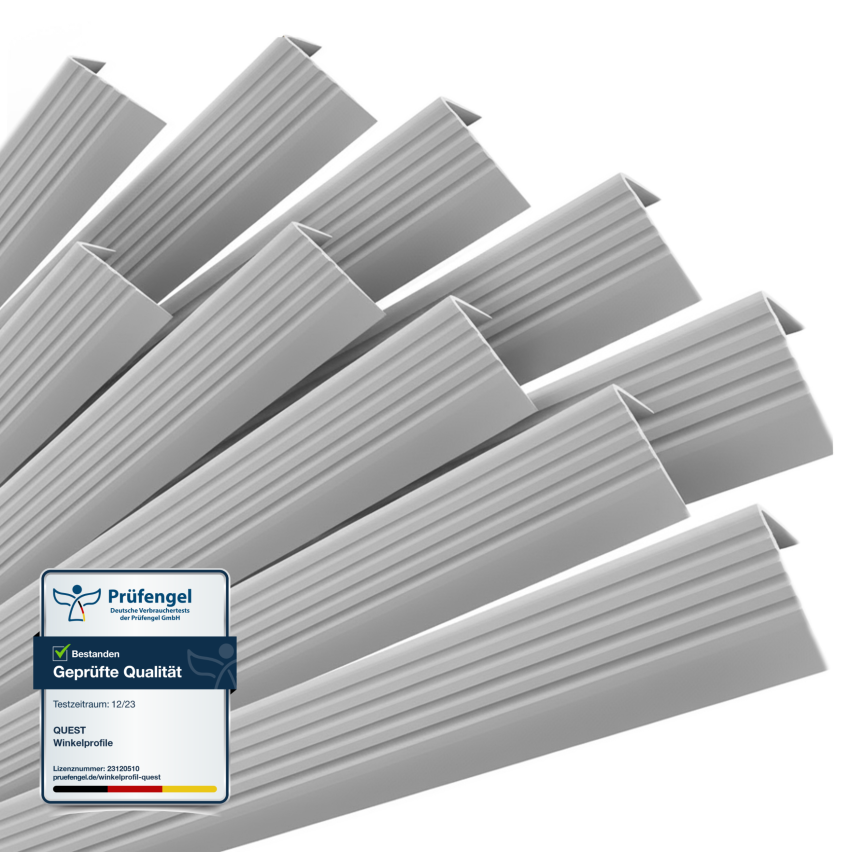 Set: Rutschfeste Treppenprofile mit Kleber, grau, 50x42 mm, 100 cm