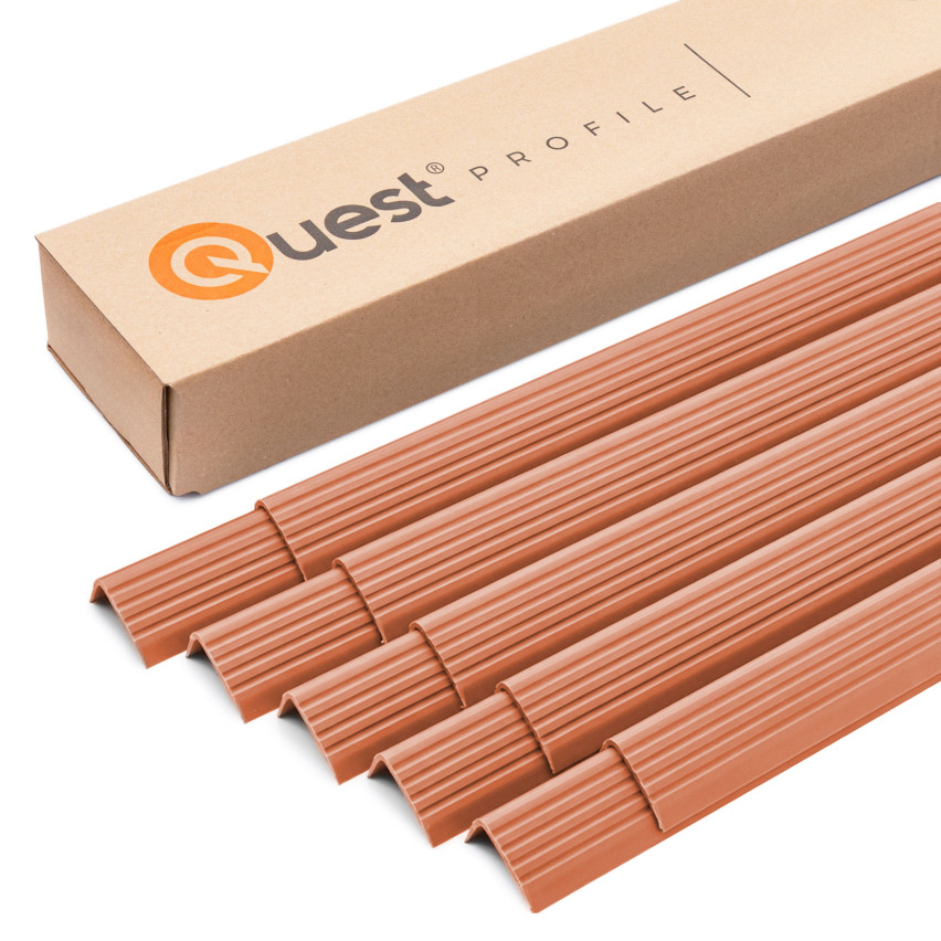 Set: Selbstklebende Antirutsch-Treppenprofile, ziegelrot, 40x25 mm, 100 cm