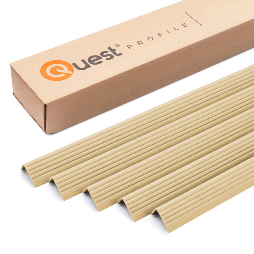 Set: Selbstklebende Antirutsch-Treppenprofile, creme, 40x25 mm, 100 cm