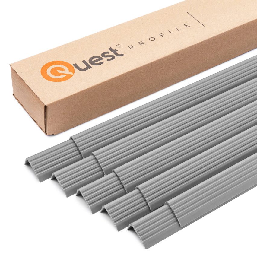 Set: Selbstklebende Antirutsch-Treppenprofile, grau, 40x25 mm, 100 cm