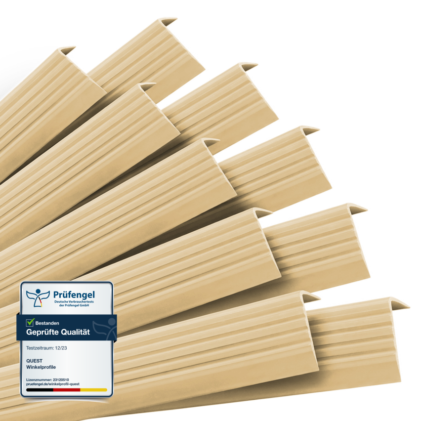 Set: Selbstklebende Antirutsch-Treppenprofile, creme, 40x25 mm, 100 cm