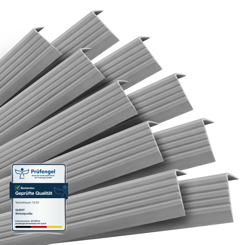 Set: Selbstklebende Antirutsch-Treppenprofile, silber, 40x25 mm, 100 cm