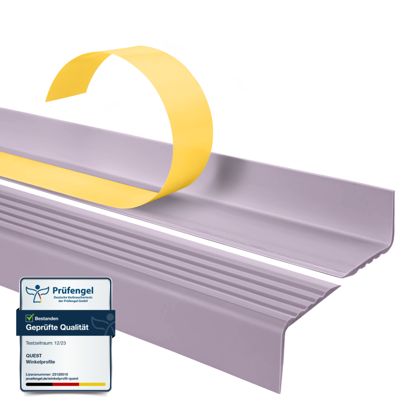 Treppenkantenprofil Selbstklebend 40x25 mm, Treppenprofil PVC für Treppenstufen, Treppenkantenschutz mit Rillen, Antirutsch, Abriebfest, ND, violett