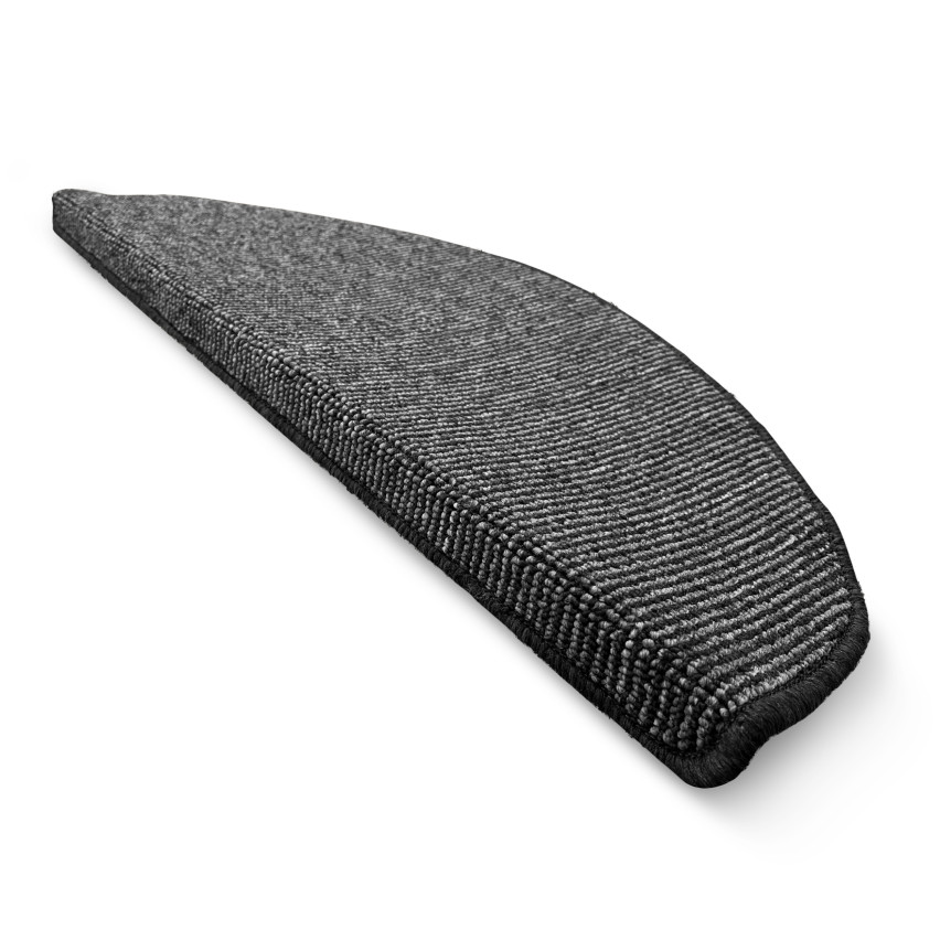 Selbstklebender Treppenteppich, rutschfest halbrund, 65x28 cm, Treppenauflage, schwarz