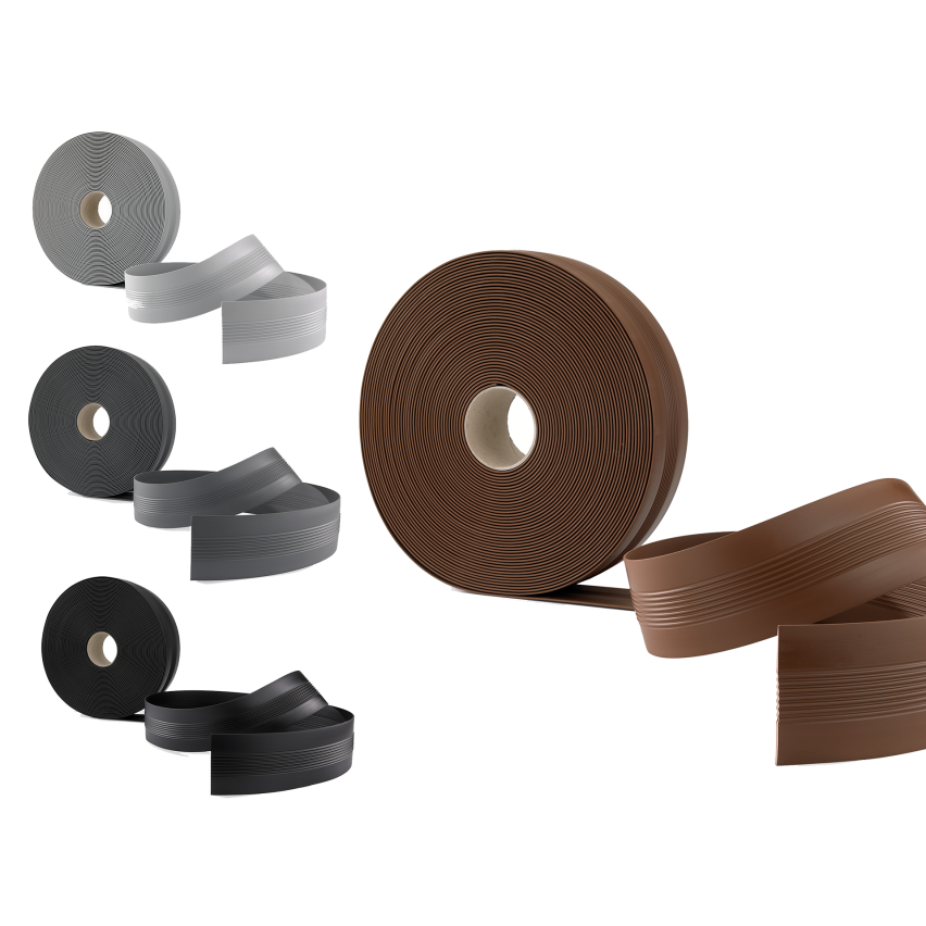 Antirutsch Übergangsprofil ohne Klebeband , PVC Übergangsleiste, Bodenprofil für Innenbereich, Flexibel, Flach, bronze, 25 m