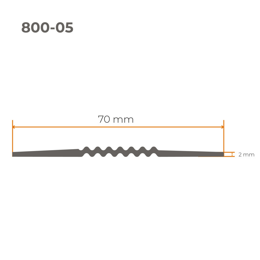 Antirutsch Übergangsprofil ohne Klebeband , PVC Übergangsleiste, Bodenprofil für Innenbereich, Flexibel, Flach, grau, 25 m