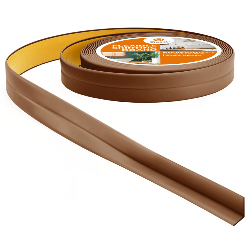 Weichsockelleiste Selbstklebend 10x10 mm, 5 m, bronze, PVC Abschlussleiste für Küche, Badezimmer, Flexibel, Dekorativ, UV-beständig