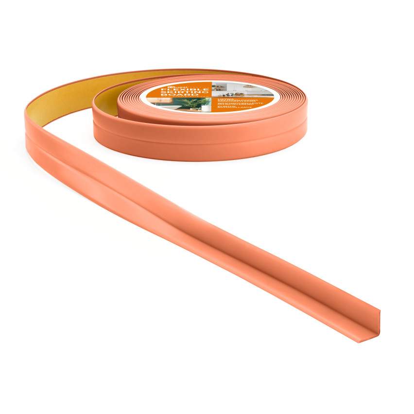 Weichsockelleiste Selbstklebend 10x10 mm, PVC Abschlussleiste für Küche, Badezimmer, Flexibel, Dekorativ, UV-beständig, hellbraun, 5 m