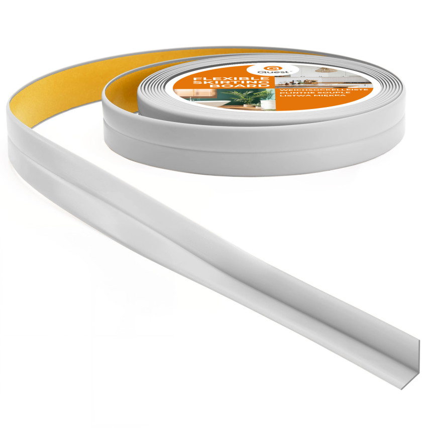Weichsockelleiste Selbstklebend 10x10 mm, PVC Abschlussleiste für Küche, Badezimmer, Flexibel, Dekorativ, UV-beständig, hellgrau, 5 m