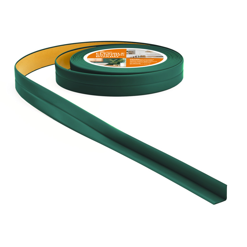 Weichsockelleiste Selbstklebend 10x10 mm, PVC Abschlussleiste für Küche, Badezimmer, Flexibel, Dekorativ, UV-beständig, grün, 5 m