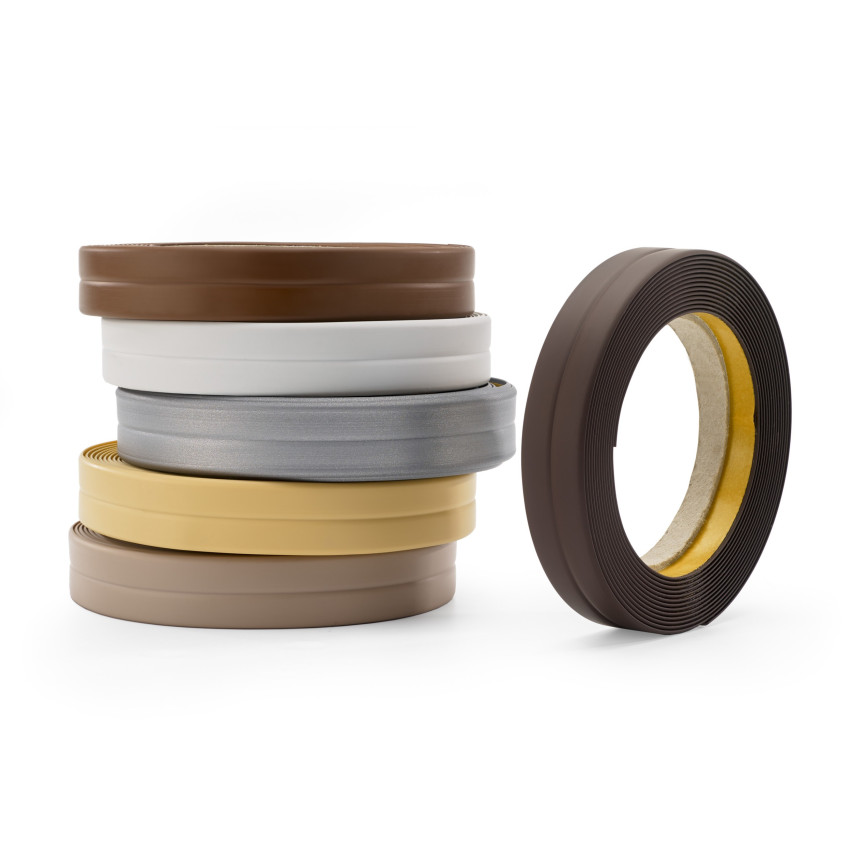 Weichsockelleiste Selbstklebend 10x10 mm, PVC Abschlussleiste für Küche, Badezimmer, Flexibel, Dekorativ, UV-beständig, dunkelbraun, 5 m