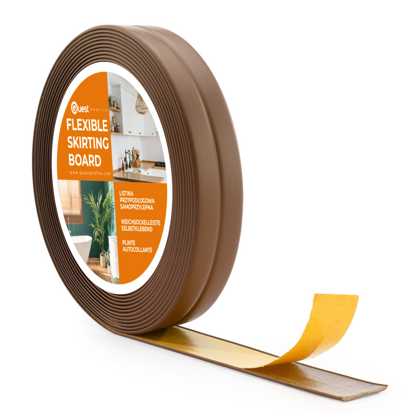 Weichsockelleiste Selbstklebend 10x10 mm, 5 m, bronze, PVC Abschlussleiste für Küche, Badezimmer, Flexibel, Dekorativ, UV-beständig