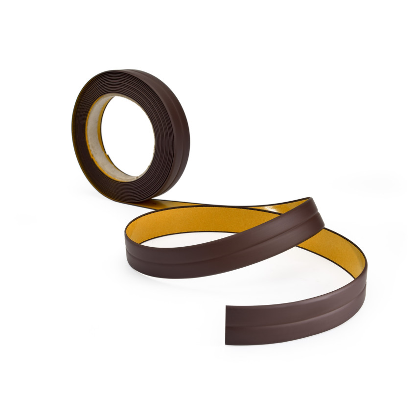 Weichsockelleiste Selbstklebend 10x10 mm, PVC Abschlussleiste für Küche, Badezimmer, Flexibel, Dekorativ, UV-beständig, dunkelbraun, 5 m