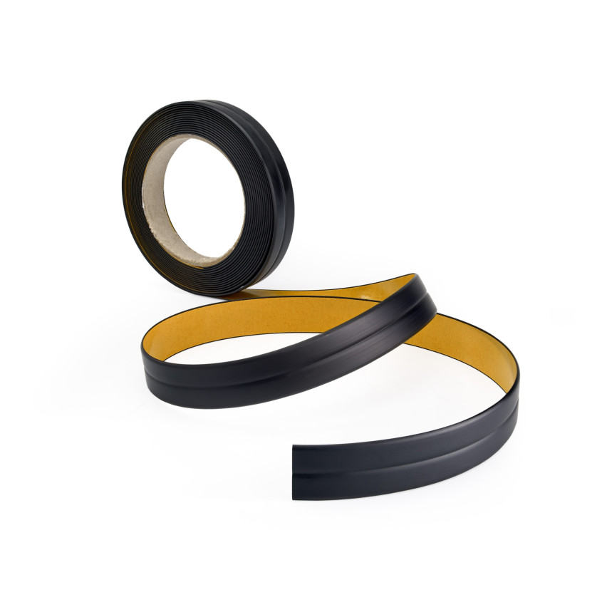 Weichsockelleiste Selbstklebend 10x10 mm, PVC Abschlussleiste für Küche, Badezimmer, Flexibel, Dekorativ, UV-beständig, schwarz, 5 m