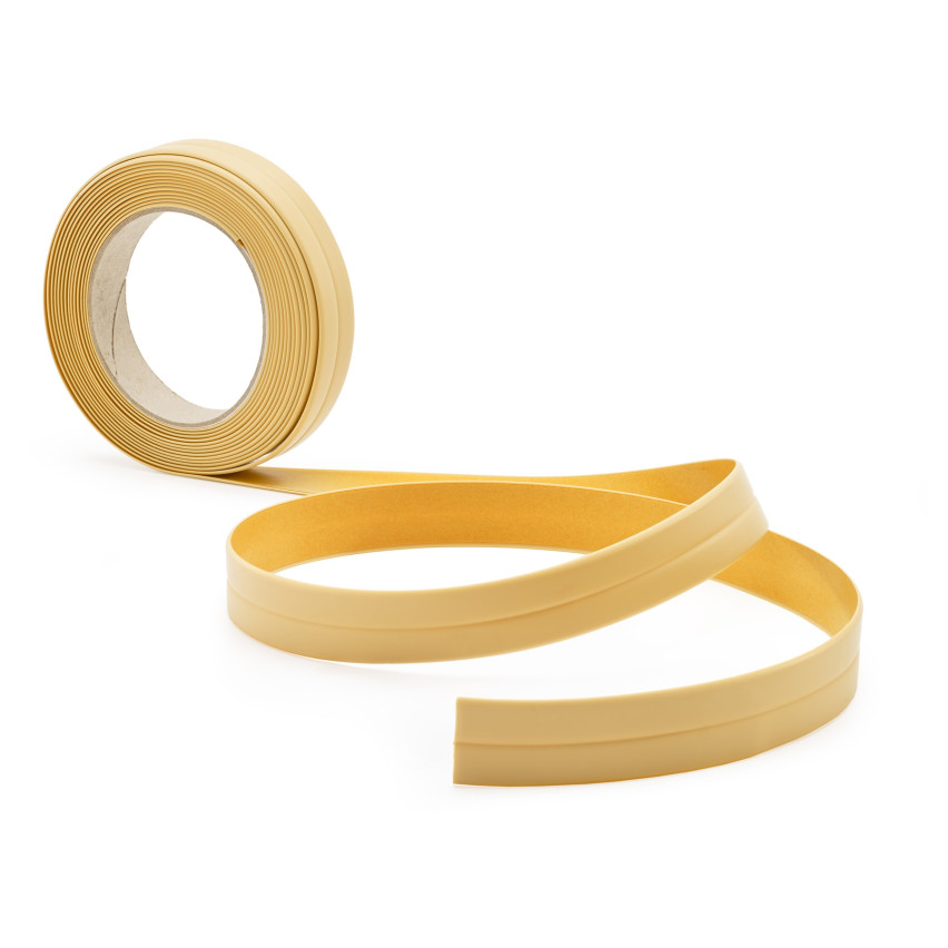 Weichsockelleiste Selbstklebend 10x10 mm, PVC Abschlussleiste für Küche, Badezimmer, Flexibel, Dekorativ, UV-beständig, creme, 5 m