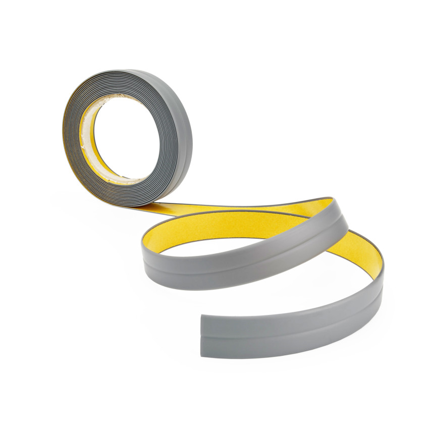 Weichsockelleiste Selbstklebend 10x10 mm, PVC Knickleiste für Küche, Badezimmer, Flexibel, Dekorativ, UV-beständig, grau, 5 m