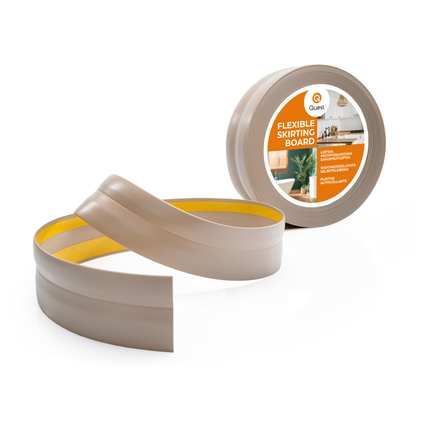 Weichsockelleiste Selbstklebend 32x23 mm, PVC Sockelleiste, Knickleiste für  Wand, Boden Flexibel, Dekorativ, UV-beständig, beige