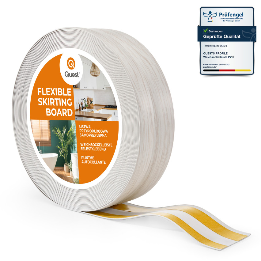 Weichsockelleiste Selbstklebend 32x23 mm, PVC Sockelleiste, Knickleiste für  Wand, Boden Flexibel, Dekorativ, UV-beständig, birke
