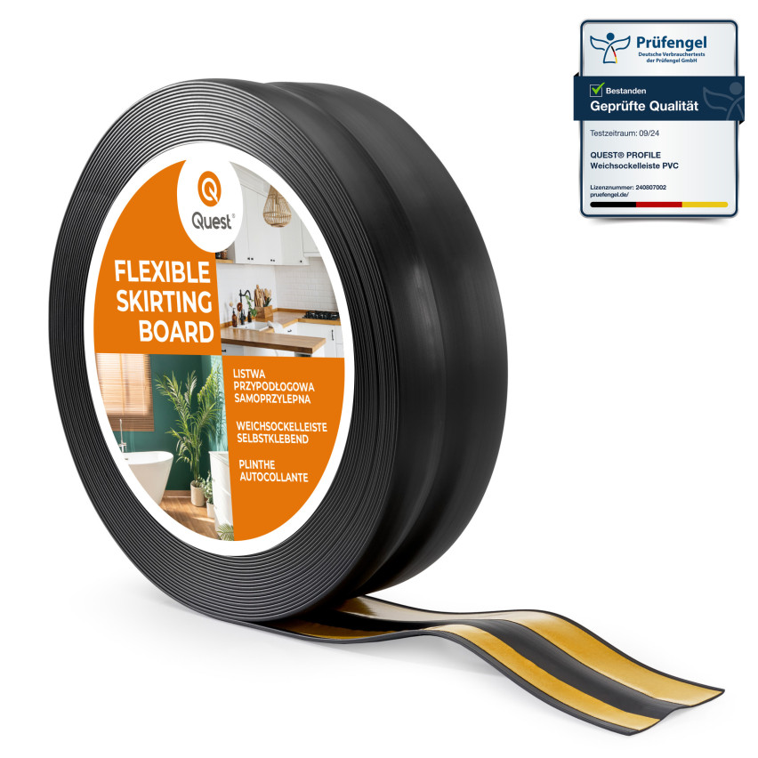 Weichsockelleiste Selbstklebend 32x23 mm, PVC Sockelleiste, Knickleiste für  Wand, Boden Flexibel, Dekorativ, UV-beständig, schwarz