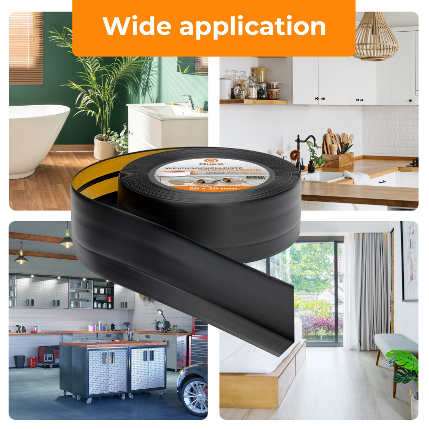 Weichsockelleiste Selbstklebend 50x20 mm, PVC Sockelleiste, Knickleiste für  Wand, Boden Flexibel, Dekorativ, UV-beständig, schwarz