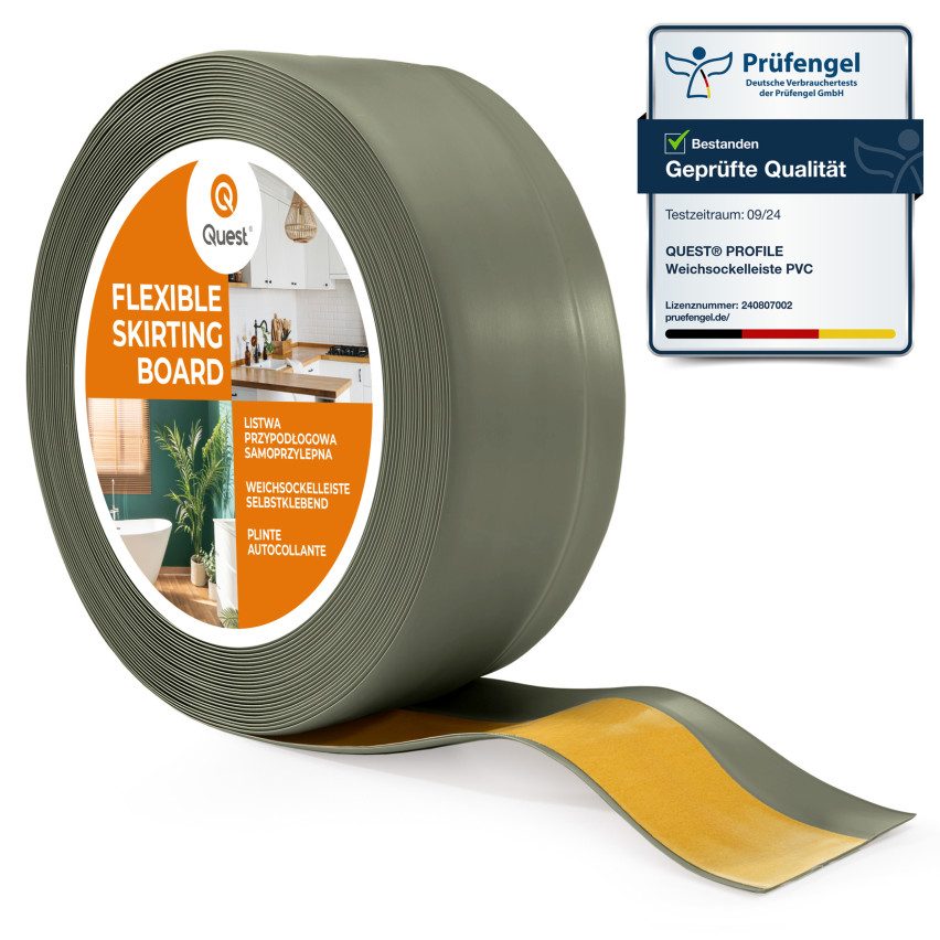 Weichsockelleiste Selbstklebend 50x20 mm, PVC Sockelleiste, Knickleiste für  Wand, Boden Flexibel, Dekorativ, UV-beständig, olive