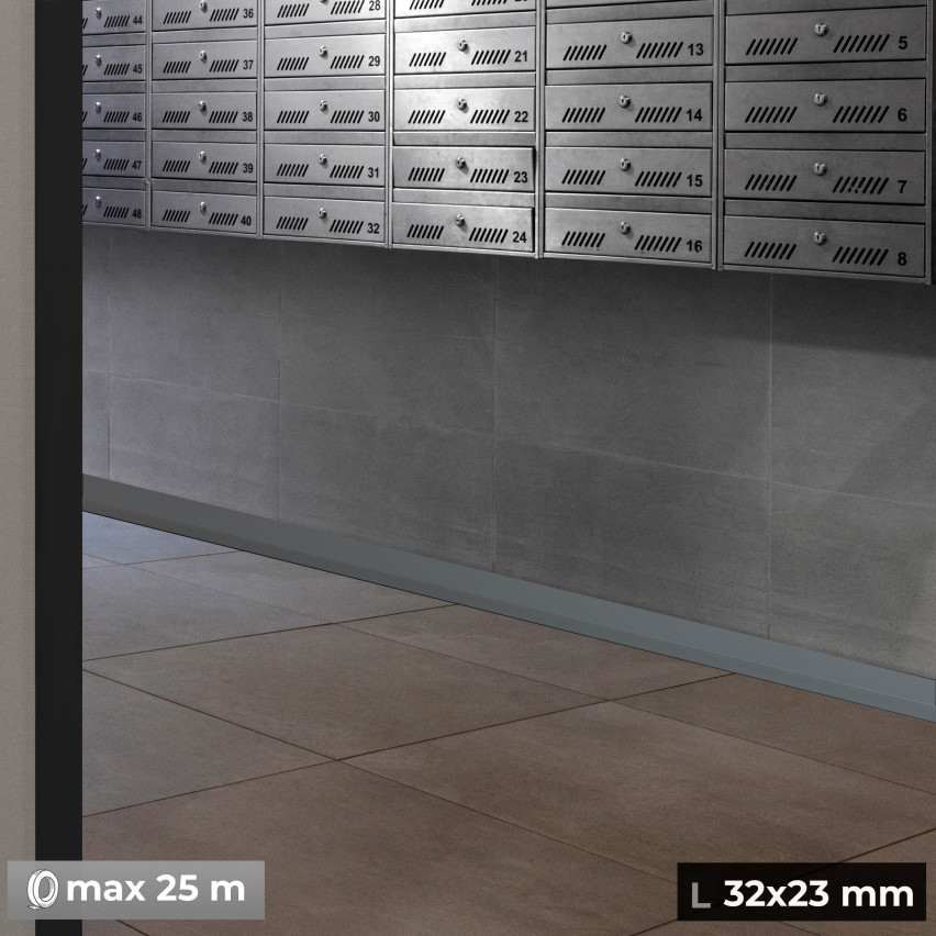 Weichsockelleiste Selbstklebend 50x20 mm, PVC Sockelleiste, Knickleiste für  Wand, Boden Flexibel, Dekorativ, UV-beständig, grau